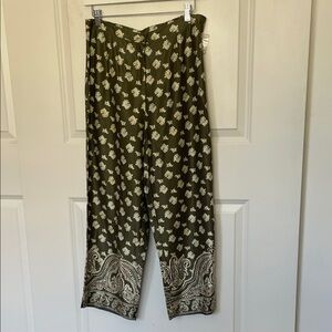 Islander Olive Floral and Paisley Ankle Pants 10